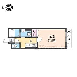 阪急嵐山線 上桂駅 徒歩6分の賃貸アパート 1階1Kの間取り