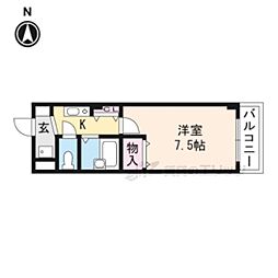 JR山陰本線 花園駅 徒歩7分の賃貸マンション 2階1Kの間取り