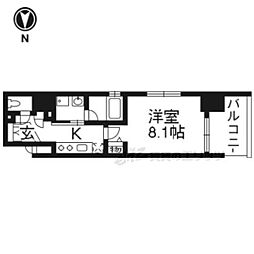 JR東海道・山陽本線 西大路駅 徒歩8分の賃貸マンション 4階1Kの間取り