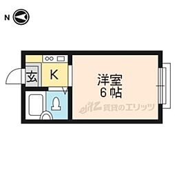 橘ハイツ 2階1Kの間取り