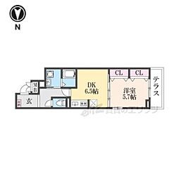 阪急嵐山線 松尾大社駅 徒歩22分の賃貸アパート 1階1DKの間取り