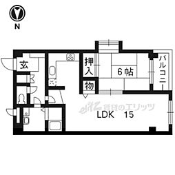 京都地下鉄東西線 西大路御池駅 徒歩1分の賃貸マンション 4階1LDKの間取り
