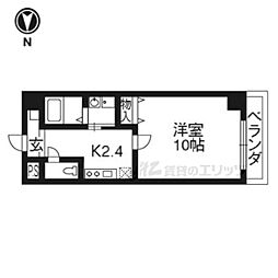 阪急京都本線 桂駅 徒歩15分の賃貸マンション 5階1Kの間取り
