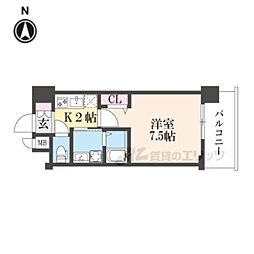 ベラジオ雅び京都西院II 1Kの間取図画像