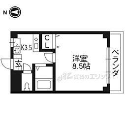 阪急京都本線 西院駅 徒歩8分の賃貸マンション 2階1Kの間取り