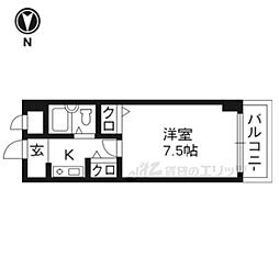 レジデンスオークラC棟 1Kの間取図画像