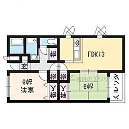 レジディア太秦 2LDKの間取図画像