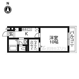 シュペリールA 1Kの間取図画像