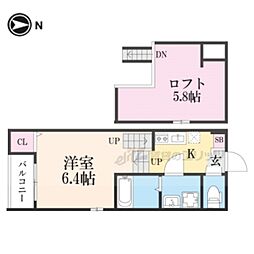 ハーモニーテラス壬生高樋町 1Kの間取図画像