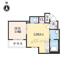 センチュリー嵯峨嵐山 1LDKの間取図画像