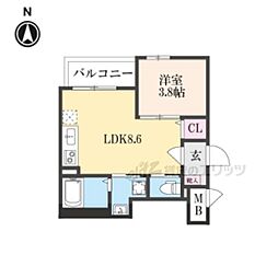 センチュリー嵯峨嵐山 1LDKの間取図画像