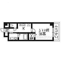 ベリエ太秦 1Kの間取図画像
