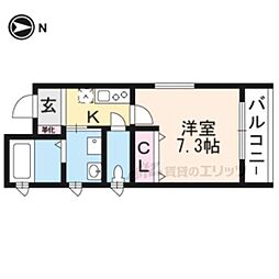 ネクストライフ映画村北 1Kの間取図画像