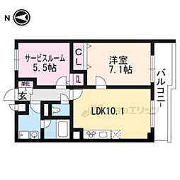 エスポアール西大路 2LDKの間取図画像