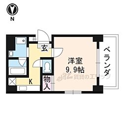ヴァンウエスト 1Kの間取図画像