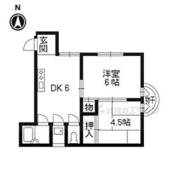 マンション丸高 2DKの間取図画像