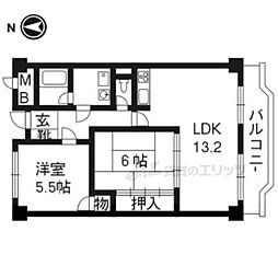グランシエル桂part2 2LDKの間取図画像