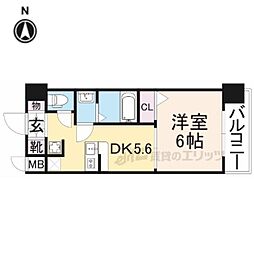 エステムコート京都西大路 1DKの間取図画像