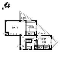 ブルグ清涼 2LDKの間取図画像