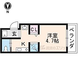 京阪本線 伏見桃山駅 徒歩7分の賃貸マンション 3階ワンルームの間取り