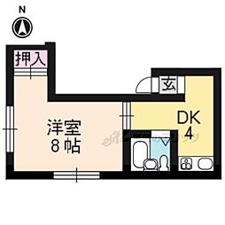 京阪本線 藤森駅 徒歩13分の賃貸マンション 2階1DKの間取り