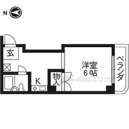 阪急京都本線 京都河原町駅 徒歩7分の賃貸マンション 3階1Kの間取り