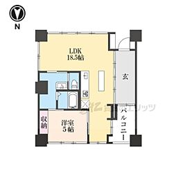 JR東海道・山陽本線 西大路駅 徒歩13分の賃貸マンション 5階1LDKの間取り