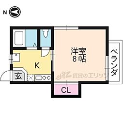 京阪本線 龍谷大前深草駅 徒歩2分の賃貸アパート 1階1Kの間取り