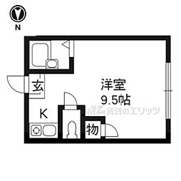 京阪本線 中書島駅 徒歩4分の賃貸マンション 4階ワンルームの間取り