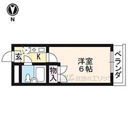 京都地下鉄東西線 椥辻駅 徒歩12分の賃貸マンション 4階1Kの間取り