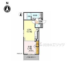 京阪宇治線 六地蔵駅 徒歩6分の賃貸アパート 3階1LDKの間取り