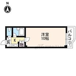 京都市営烏丸線 五条駅 徒歩5分の賃貸マンション 3階1Kの間取り