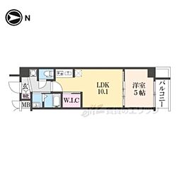 スワンズ京都東寺ガーデン 4階1LDKの間取り