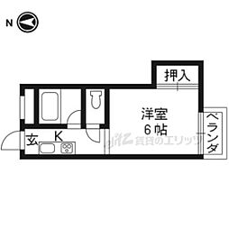 ハイツエイワＢ棟 2階1Kの間取り