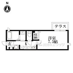 レーベンII 1階1Kの間取り