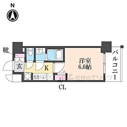 京都市営烏丸線 十条駅 徒歩5分の賃貸マンション 3階1Kの間取り