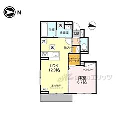 キャッスルヴュー山口 105 1階1LDKの間取り