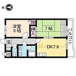 ミレニアム加納 2階2DKの間取り