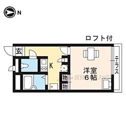 京都市営烏丸線 五条駅 徒歩7分の賃貸アパート 2階1Kの間取り