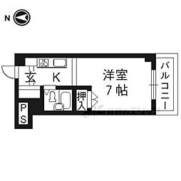 シフォン神泉苑 1階1Kの間取り