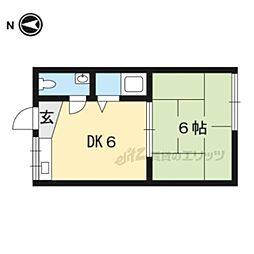 JR東海道・山陽本線 京都駅 徒歩20分の賃貸アパート 2階1DKの間取り