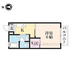 JR東海道・山陽本線 西大路駅 徒歩10分の賃貸アパート 2階1Kの間取り