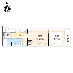 いろは梅小路 1階2Kの間取り