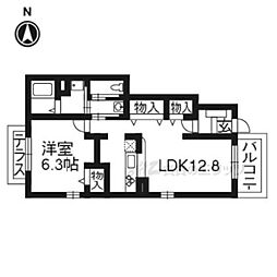阪急京都本線 東向日駅 徒歩10分の賃貸アパート 1階1LDKの間取り
