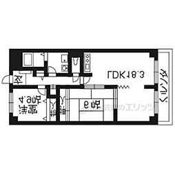 京阪宇治線 観月橋駅 徒歩18分の賃貸マンション 3階2LDKの間取り
