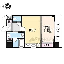 JR東海道・山陽本線 西大路駅 徒歩15分の賃貸マンション 2階1DKの間取り