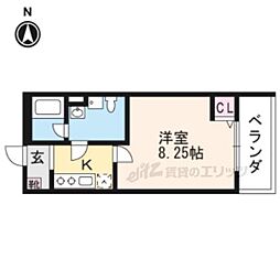 エルバ深草 1階1Kの間取り