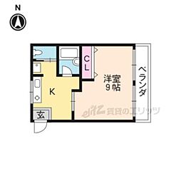 高橋マンション 1階1Kの間取り