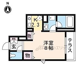 シャーメゾンろくはら 1階1Kの間取り