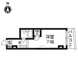 メゾンドアムール 6階1Kの間取り